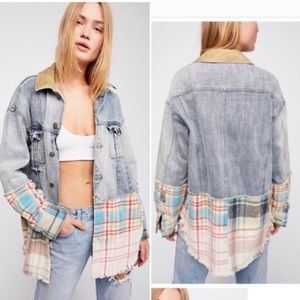 Free people flannel jean jacket